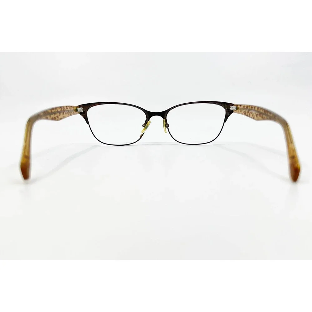 Lucky Brand Eyeglasses Womens Brown Leopard Print Cat Eye Frames 52-17-135